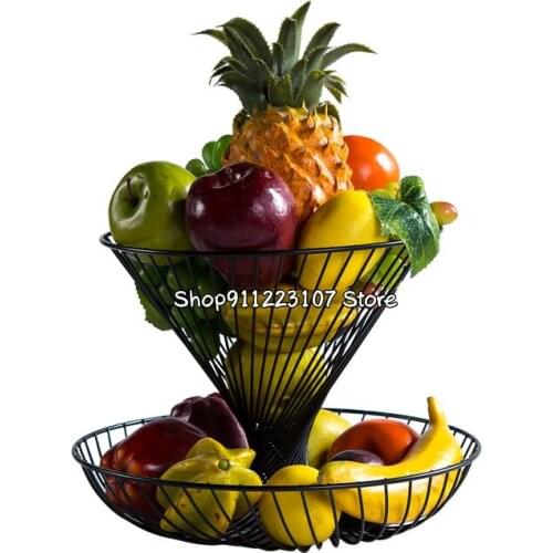 Household double-decker fruit basket living room stylish fruit dried fruit plate modern kitchen fruit and vegetable basket