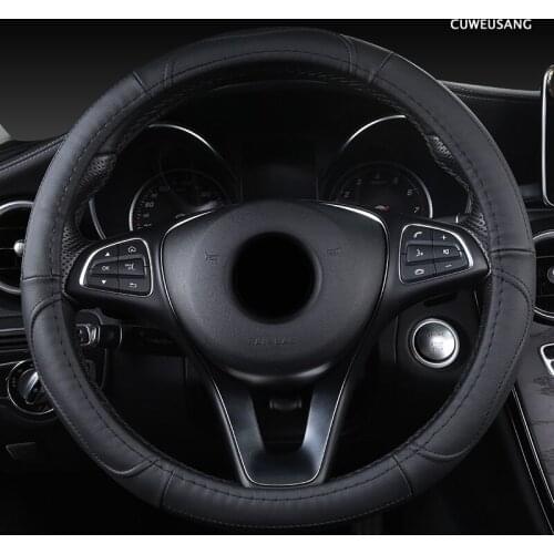 CUWEUSANG Leather Car Steering Wheel Cover For Mitsubishi ASX Outlander Lancer Pajero L200 Mirage Triton Attrage