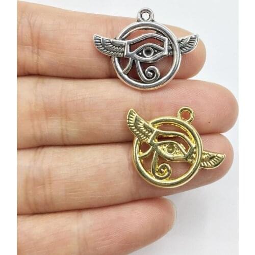 Eruifa 10pcs 15mm Eyes gold/Silver plated Zinc alloy Charms Pendant Jewelry DIY Necklace 2 colors