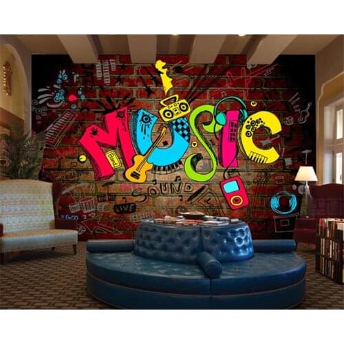 Beibehang photo wallpaper Trendy Musical Brick Wallpaper Bar Cafe Wall Decoration 3d Wallpaper mural papel de parede para quarto