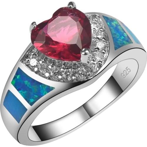 Garnet With Blue Fire Opal 925 Sterling Silver Size 6 7 8 9 10 R1468