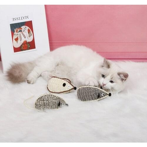 Outgeek Cat Toy Pet Cat Chew Toy Mouse Sisal Crinkle Kitten Play Toy Cat interactive Toy for Cats Kitten Pet Products