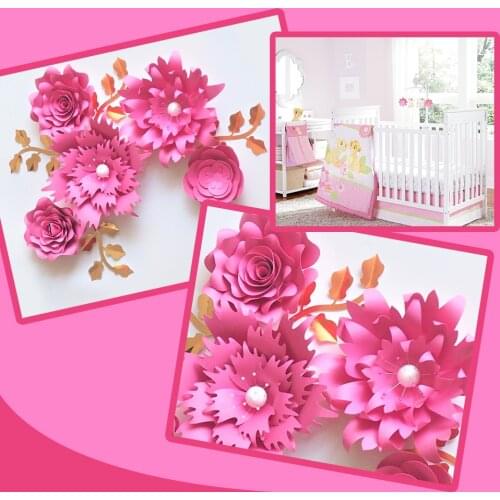 Handmade Cardstock Rose DIY Paper Flowers Leaves Set For Event Backdrops Nursery Wall Deco Baby Shower Girls Room Video Tutorial