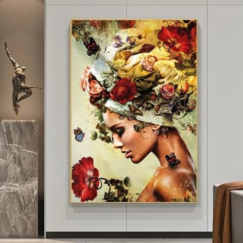 Abstract Black Girls Canvas Painting Retro African Women Posters and Prints Abstract Wall Art Picture for Living Room Home Decor