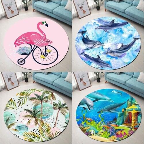 Cartoon animal flamingo fish bedroom decor round rug bedroom carpets for bed room carpets for living room music design rug rugs