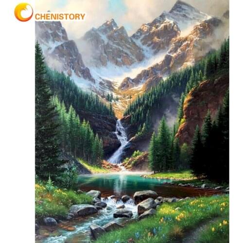 CHENISTORY Snow Mountain Landscape Picture By Numbers Kits Diy Framed On Canvas Home Decoration Wall Artcraft Paint Number