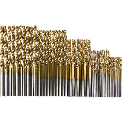 50Pcs Titanium Coated HSS High Speed Steel Drill Bit Set Tool 1/1.5/2/2.5/3