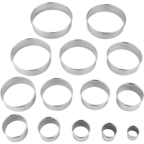 Stainless Round Cookie Biscuit Cutter Kit 14 Pieces Heavy Duty Assorted Size
