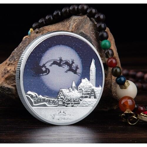 New Merry Christmas Snowman Deer Commemorative Coin Collectibles With Coin for Family and friends Christmas gift Gold Silver