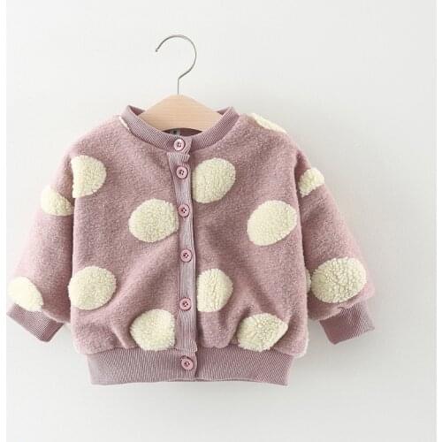 2018 Autumn Winter New Baby Girl Wool Coats Kids Girls Cute Polka Dot Causal Jackets Toddler Outwear Baby Clothes Girls Coats