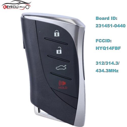 KEYECU Board# 231451-0440 HYQ14FBF Keyless Smart Remote Key 312/314/433MHz Fob for Lexus ES350 LS500h 2018 2019 P/N: 8990H-50020