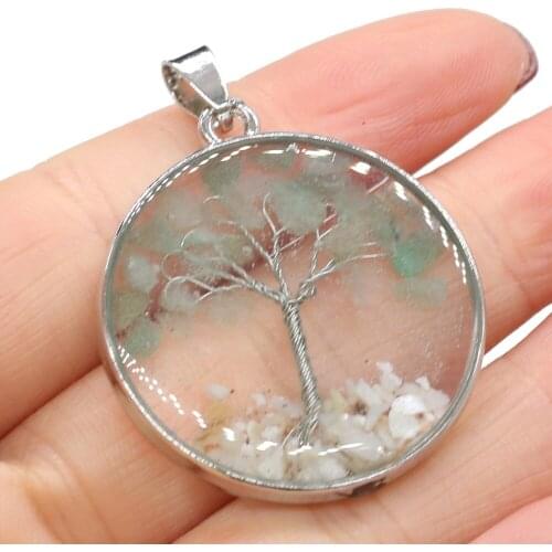 Natural Stone Pendants Green AventurinesTree of Life High Quality for Fashion Jewelry Making DIY Necklace Earrings