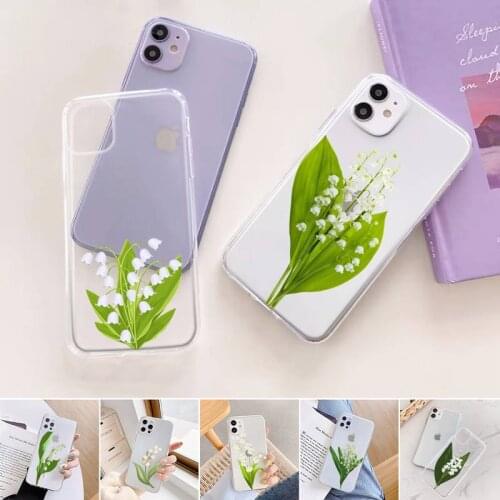 Lily of the valley Phone Case Transparent for iPhone 11 12 6 7 8 Pro X XS Max XR Plus Silicone Soft TPU Clear mobile bags coque