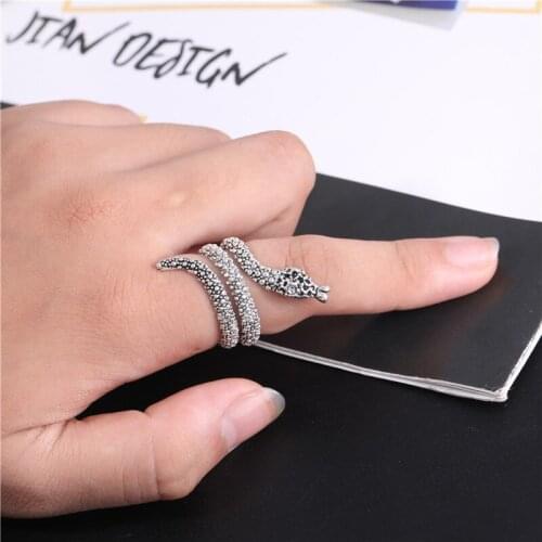 Adjustable Rings for Women Fashion Snake Zinc Alloy Metal Ring Punk Hip Hop Mens Accessories Creative Rock Gift Wholesale Goth