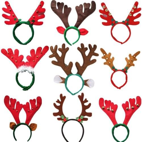 Christmas Antlers Headdress Clip Red Head Buckle Antlers Headband Shining Headdress Light Included Party Decoration Props 2021