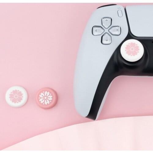 Pink Sakura Thumb Grip Cap For PS5 PS4 PRO Switch Pro Controller Thumbstick Case Gamepad Joystick Cover Shell Game Accessories