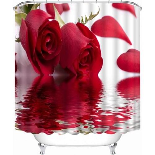3D shower curtain beautiful rose pattern Polyester Fabric Waterproof Shower Curtain Eco-Friendly Bathroom Curtain Home