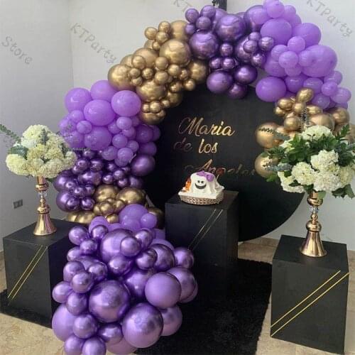 185pcs Chrome Purple Balloon Garland Arch Kit DIY Childrens Day Party Decoration Matte Light Purple Ballon Baby Shower Decor