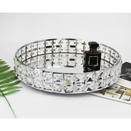 Mirrored Crystal Cosmetic Makeup Tray Jewelry Trinket Tray Organizer Home Deco for Cosmetic Perfume Bottle Tray