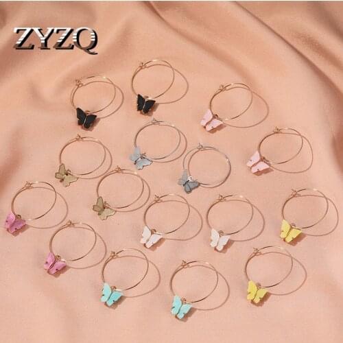 ZYZQ Ins Temperament Color Acrylic Butterfly Earrings Small Fresh Simple Butterfly Earrings Fashion Ladies Accessories