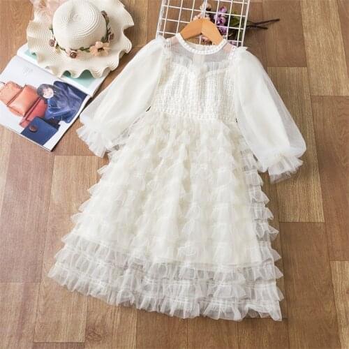 Winter Girls White Princess Party Tutu Dress Children Ceremony Cosplay Costume Kids Evening Mesh Prom Gowns For 3-8 Years