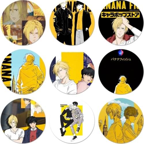 Cartoon Banana Fish Icons Pins Badge Decoration Brooches Metal Badges For Backpack Decoration 58mm