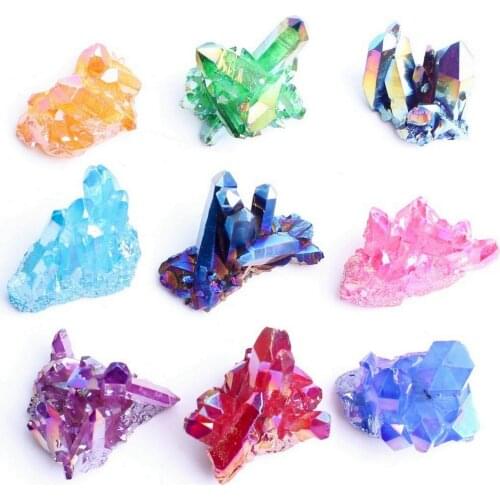1pc/50-60g New Electroplated Vug In All Colour Crystal Quartz Specimen Electroplating Crystal Clusters Decoration Gift Healing