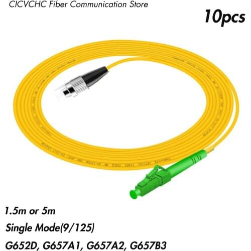 10pcs LC/APC-FC/UPC Fiber Patchcord-SM(9/125) G657B3, G657A2, G657A1, G652D-1.5m or 5m-3.0mm Cable / Jumper