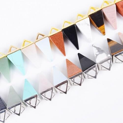 2019Hot Natural Healing Gem Stone Necklace Pendant Men Women Gift Reiki Pink Quartz Crystal Chakra Pendulum Pyramid Amulet D017A