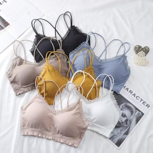 2021 New Black White Seamless Lace Rib Wrap Chest Girl Bottoming Tube Top Camisole Underwear No Rims Bra