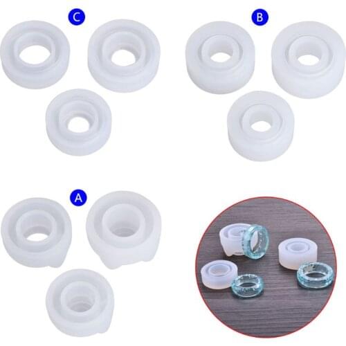 3PCS/Set Silicone Mold Jewelry Ring Cat Ear Round DIY Craft Mirror Handmade 16/17/18 Dried Flower Resin Decorative DIY Hand C