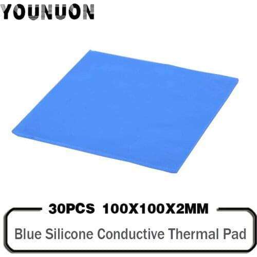 30 Pieces 100*100*2mm Thermal Grease Paste CPU Cooler Cooling Pad 100x100x2mm Heatsink Mat Silicone Thermal Pads