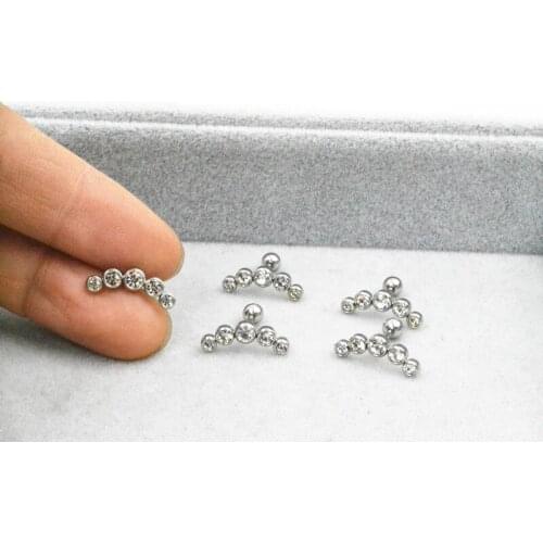 50pcs Body Jewelry Piercing - SHINE Gems Stainless Steel Earring Ear Helix Bar Rings Ear Cartilage Ear Diath Rings NEW