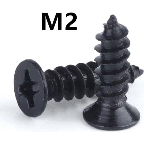 500pcs/lot M2x4/5/6/8/10/12mm GB846 KA carbon steel black cross countersunk head self-tapping screw