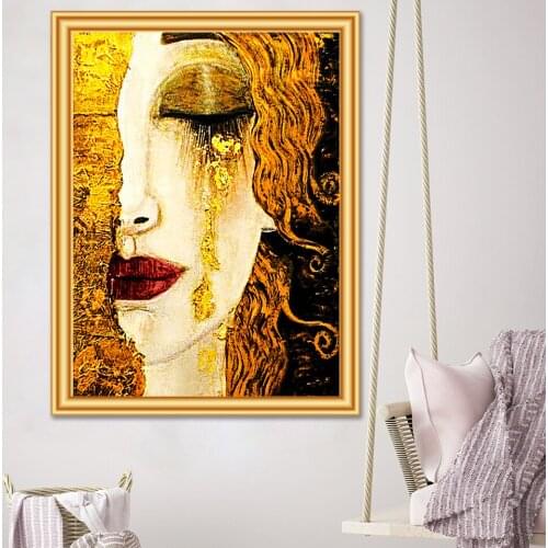 5D DIY Diamond Painting Abstract Woman Tears Cross Stitch Kit Full Drill Embroidery Mosaic Art Picture of Rhinestones Decor Sale
