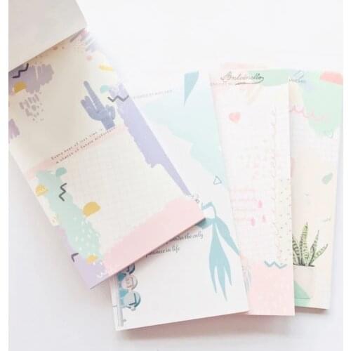 30 Pages /Pack Portable Natural Cactus Gradient Memo Pad School Office Supply Stationery Plan To Do List Notepads Store
