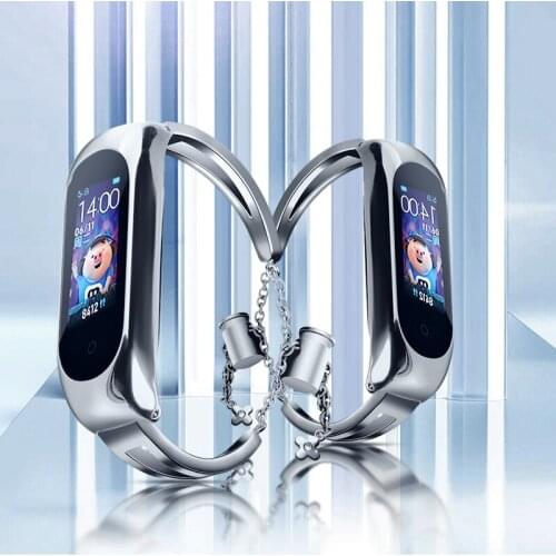 Bracelet for Xiaomi Band 6/5/4/3 Women Charm Adjustable Strap Stainless Steel Rose Gold Mi Band 4 5 6 NFC Replacement Straps