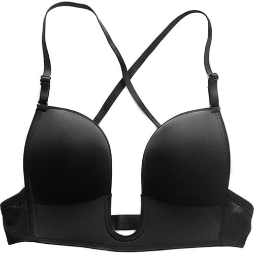 Liftup Low Back Plunge Bra Cleavage-Boosting Light Padding Bra Underwear TT