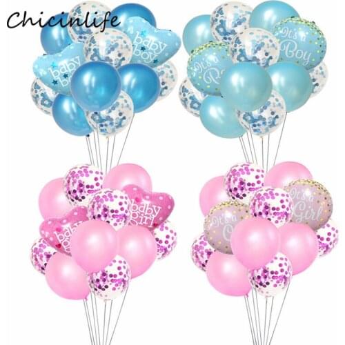 Chicinlife 12pcs Round Its a Boy Girl Balloons 1st Birthday Party Decoration Confetti Balloon Baby Balloons Birthday Balloons