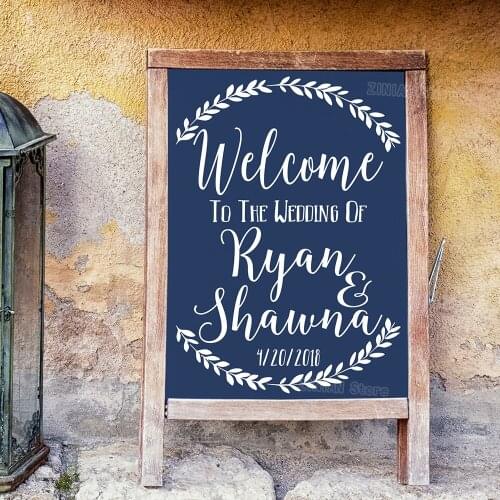 Welcome to the Wedding of Decal Wedding Sign Rustic Wedding Decor Welcome Sign Stickers Custom Name Vinyl Decals DIY Mural S421