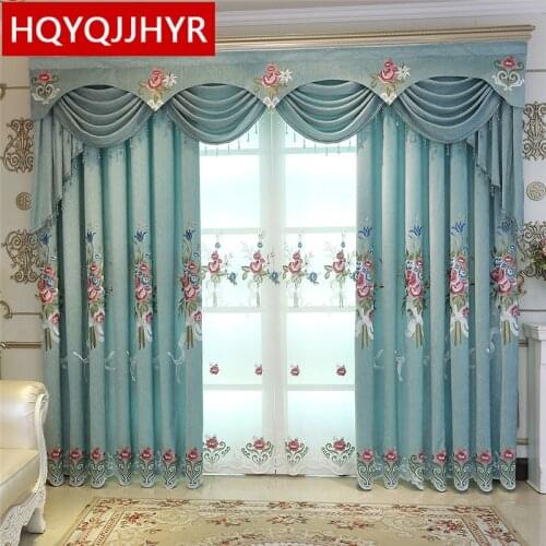 European luxury chenille embroidered villa curtains for living room high-quality Voile curtains for the bedroom windows drapes