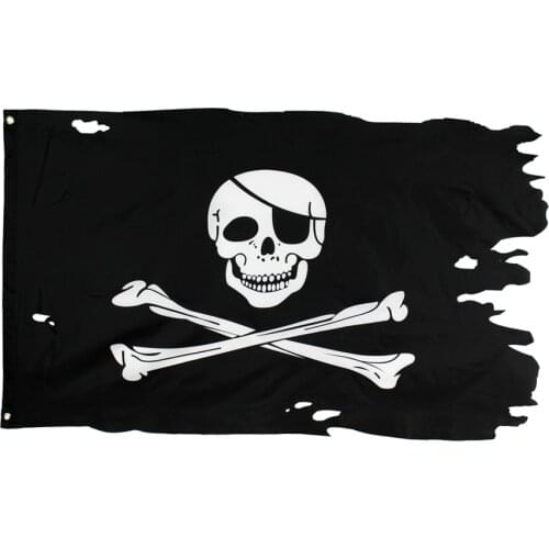 90*150cm Double Broken Skull Headband Crossbones Pirates Flag Jack Rackham Jolly Roger Flag