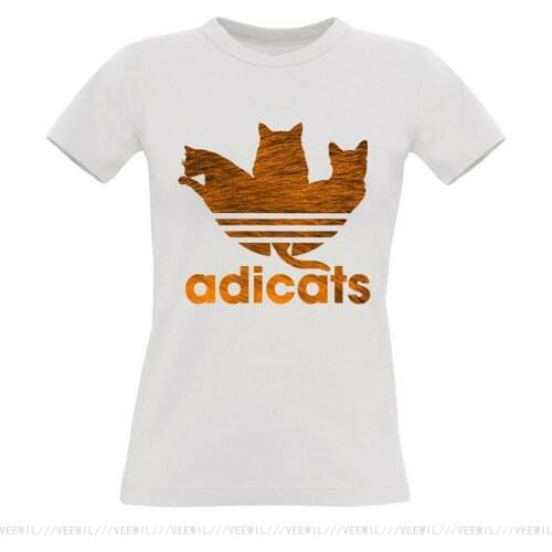 T Shirt Donna BIANCO ADICATS GATTO Cool Casual Pride T-Shirt Men Unisex New Fashion Fast Shipping