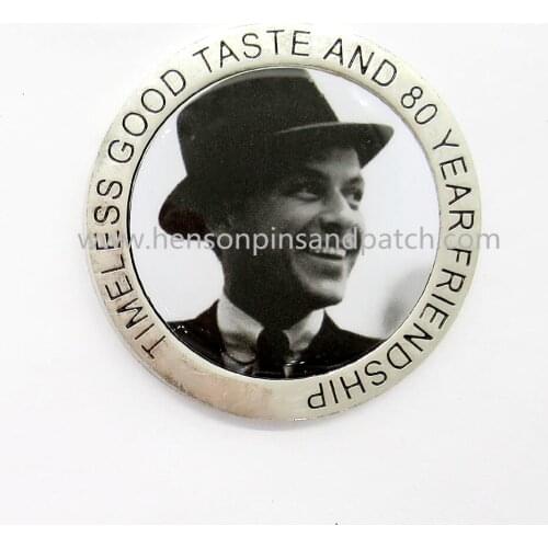 Customized gold metal hard enamel photo dome Friendship coins