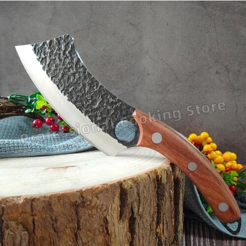 Forged Hammered Stainless Steel Kitchen Knife Boning Knife Butcher Knife Outdoor Cooking Knife Kitchen Meat Cleaver