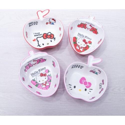 Mini Dish Mymelody Minnie Kitty Rice Bowl Strawberry Shape Tableware Snacks Fruit Plate Kawaii Cartoon Child Tableware