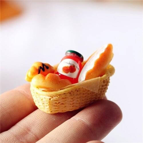 5pcs/set Miniature Dollhouse food 1/6 Mini Jam Small Bread Basket for Blyth barbies Doll Pretend Play Kitchen Decor Accessories