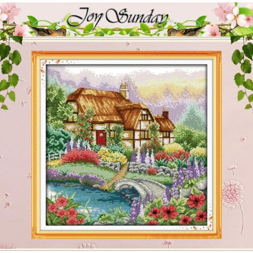 Cabin and Flowers Counted Cross Stitch 11CT 14CT Cross Stitch Set Wholesale Scenery Cross-stitch Kits Embroidery Needlework