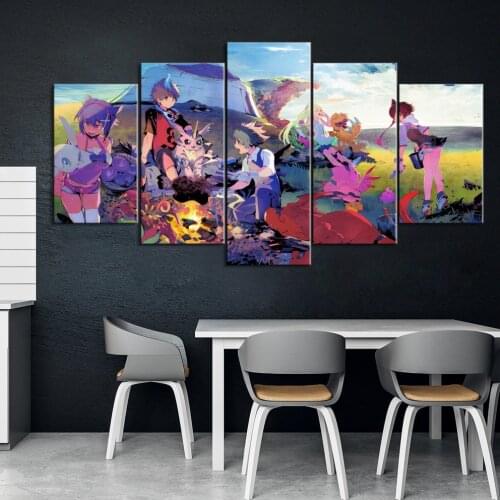 5 Piece Decorative Painting Poster Animation Home Mural Digimon World-next 0rder- Animation Art Wall Decor Paintings
