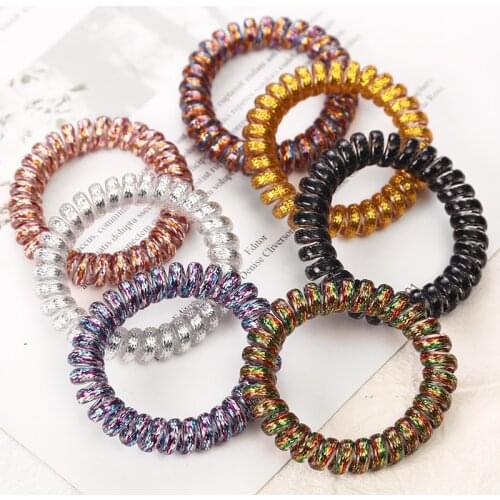 5PC/LOT NEW 5CM Telephone Line Hair Ropes Woman Colorful Elastic Hair Bands Girl Ponytail Holder Tie Gum Hair Accessories